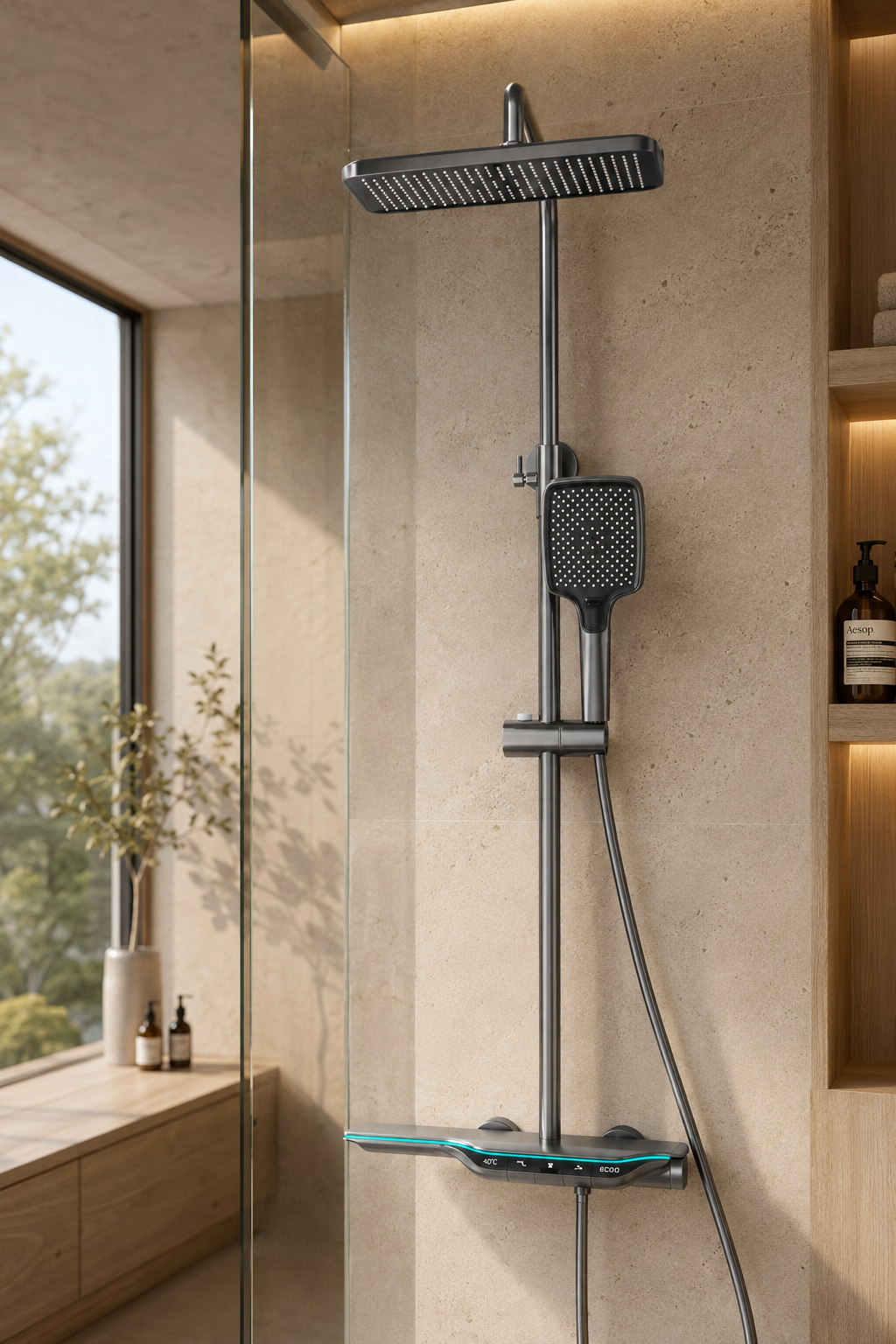 Colonne de douche thermostatique grise