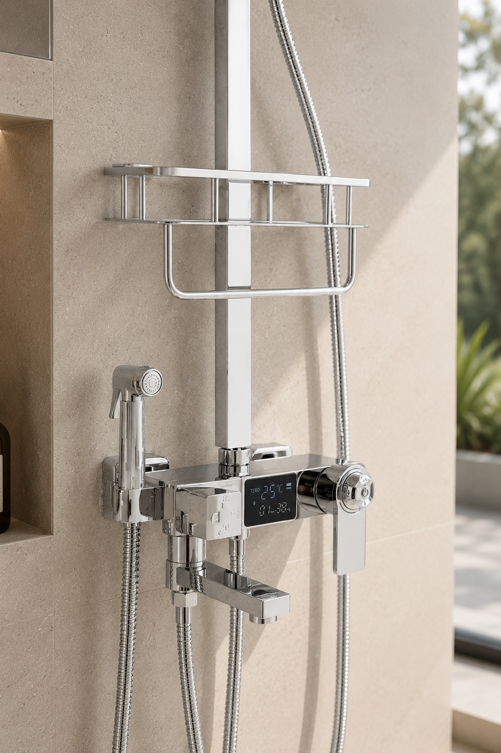 Colonne de douche thermostatique chromée
