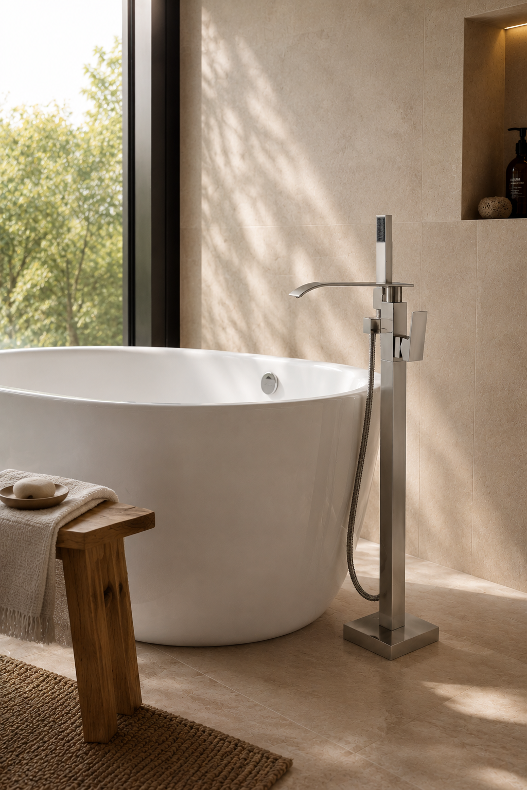Colonne de douche baignoire nickel brossé