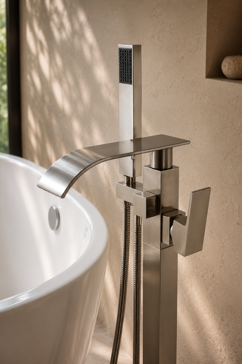 Colonne de douche baignoire nickel brossé