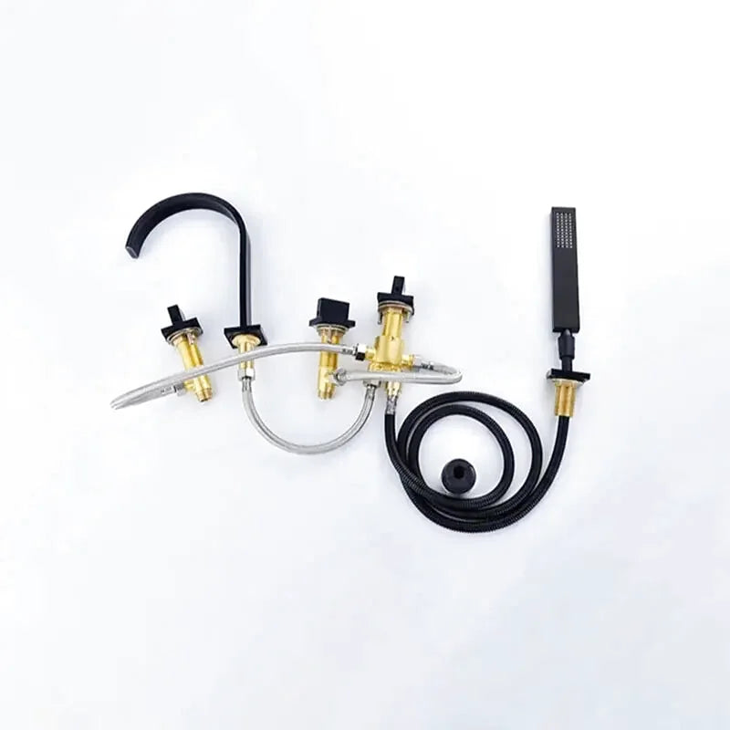 Robinet baignoire noir mat 5 trous design carré