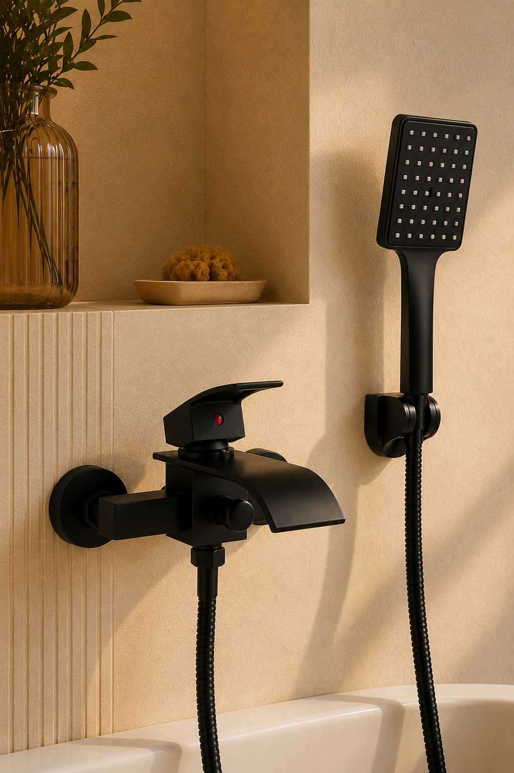 Colonne de douche baignoire noire arrondie