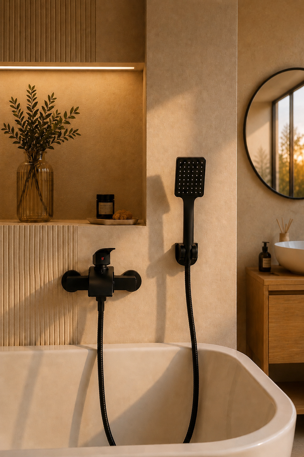 Colonne de douche baignoire noire arrondie