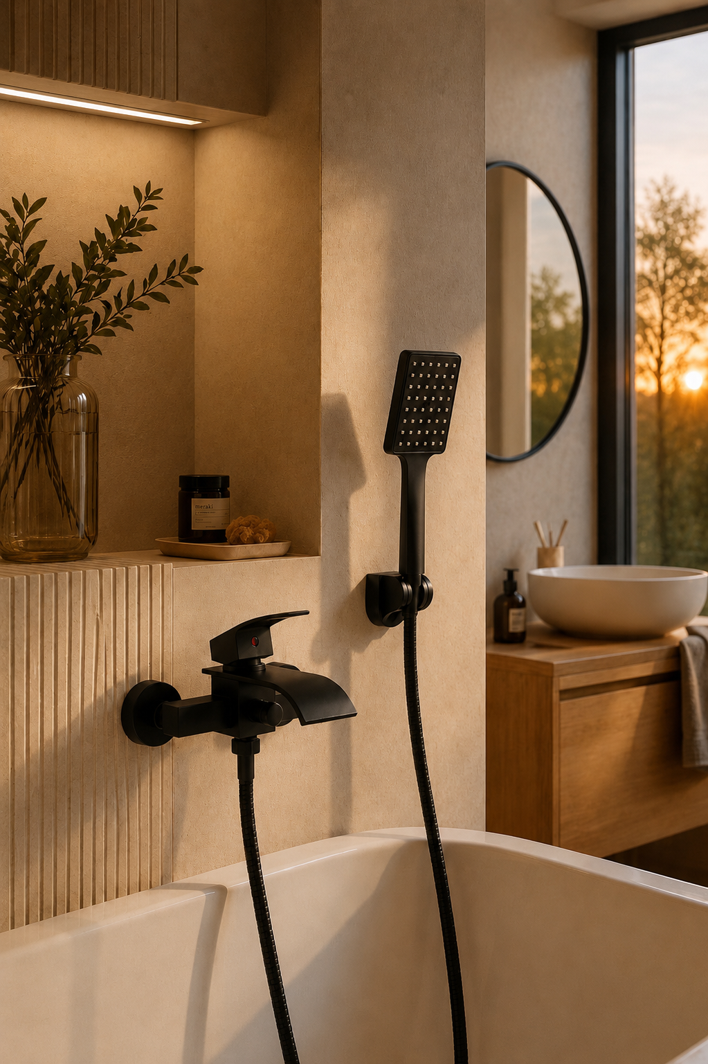 Colonne de douche baignoire noire arrondie