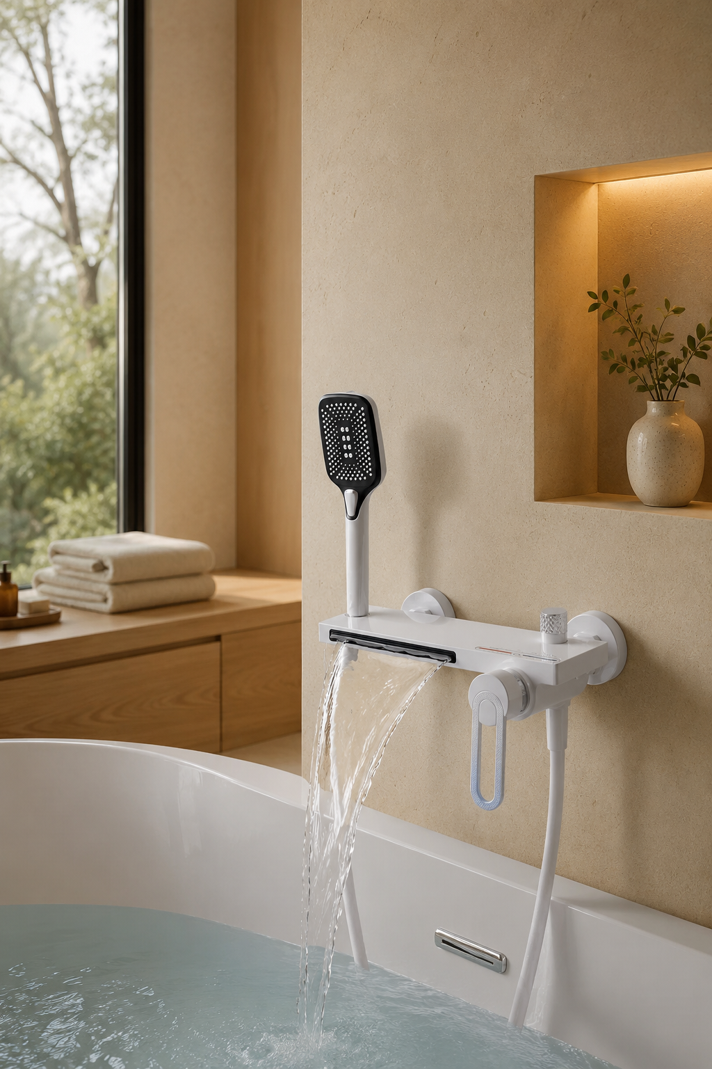 Colonne de douche baignoire blanche