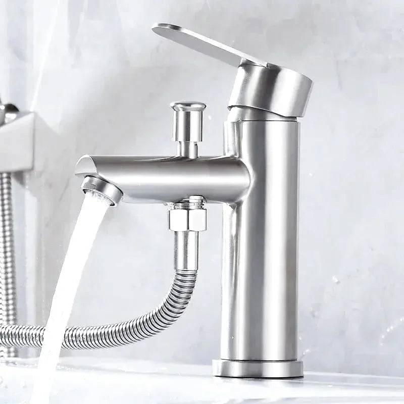 Robinet baignoire monotrou chrome avec sortie flexible