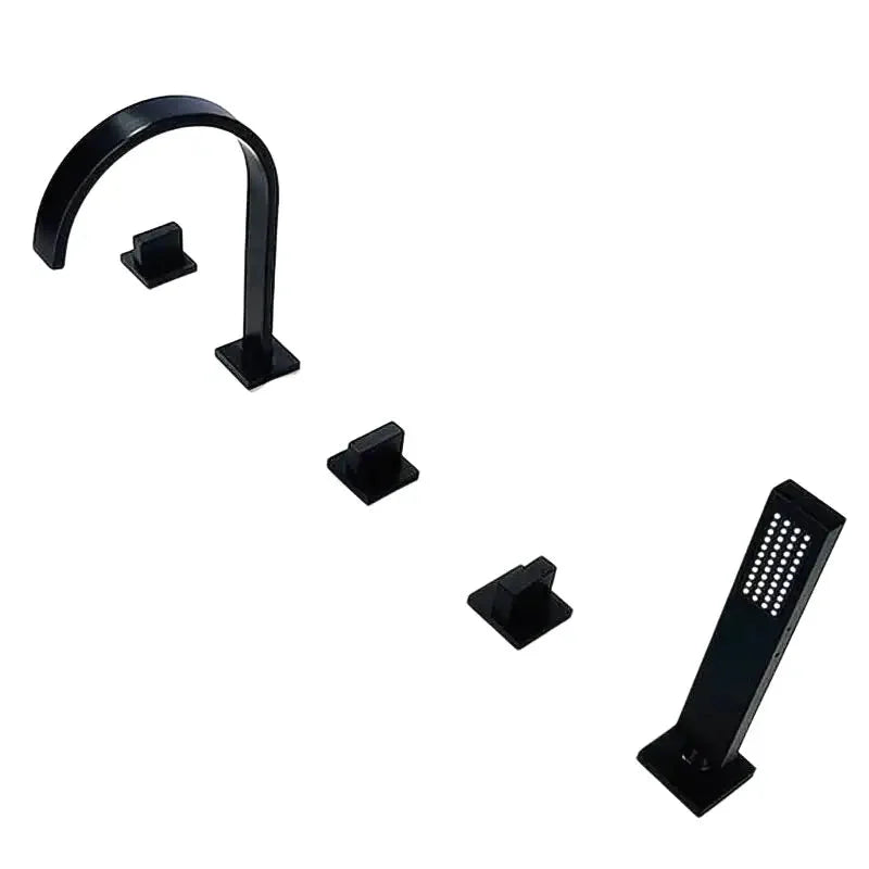 Robinet baignoire noir mat 5 trous design carré