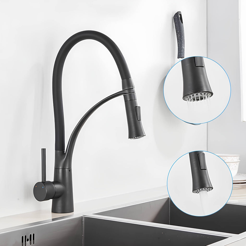 Robinet cuisine laiton mitigeur douchette extractible bec orientable