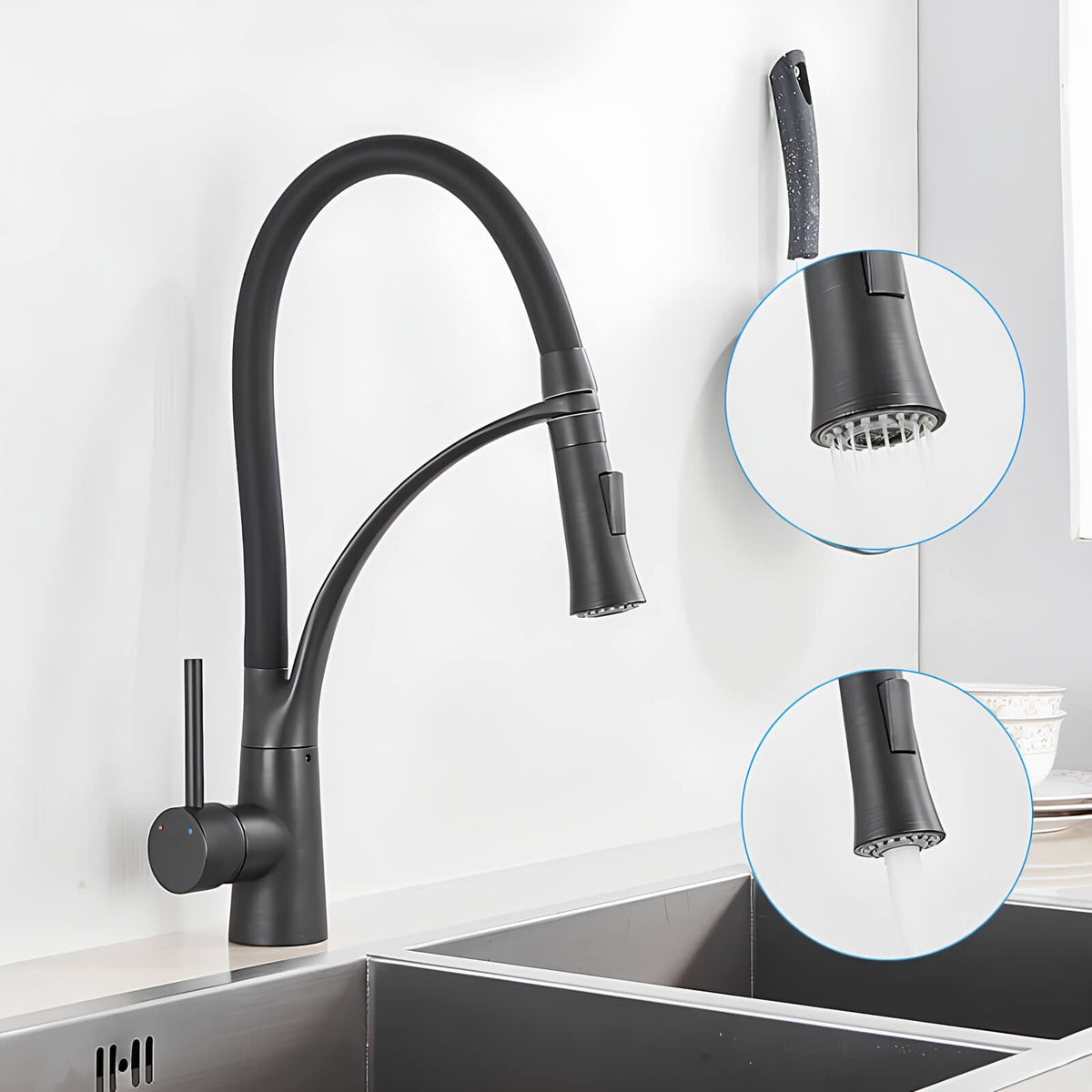 Robinet cuisine laiton mitigeur douchette extractible bec orientable