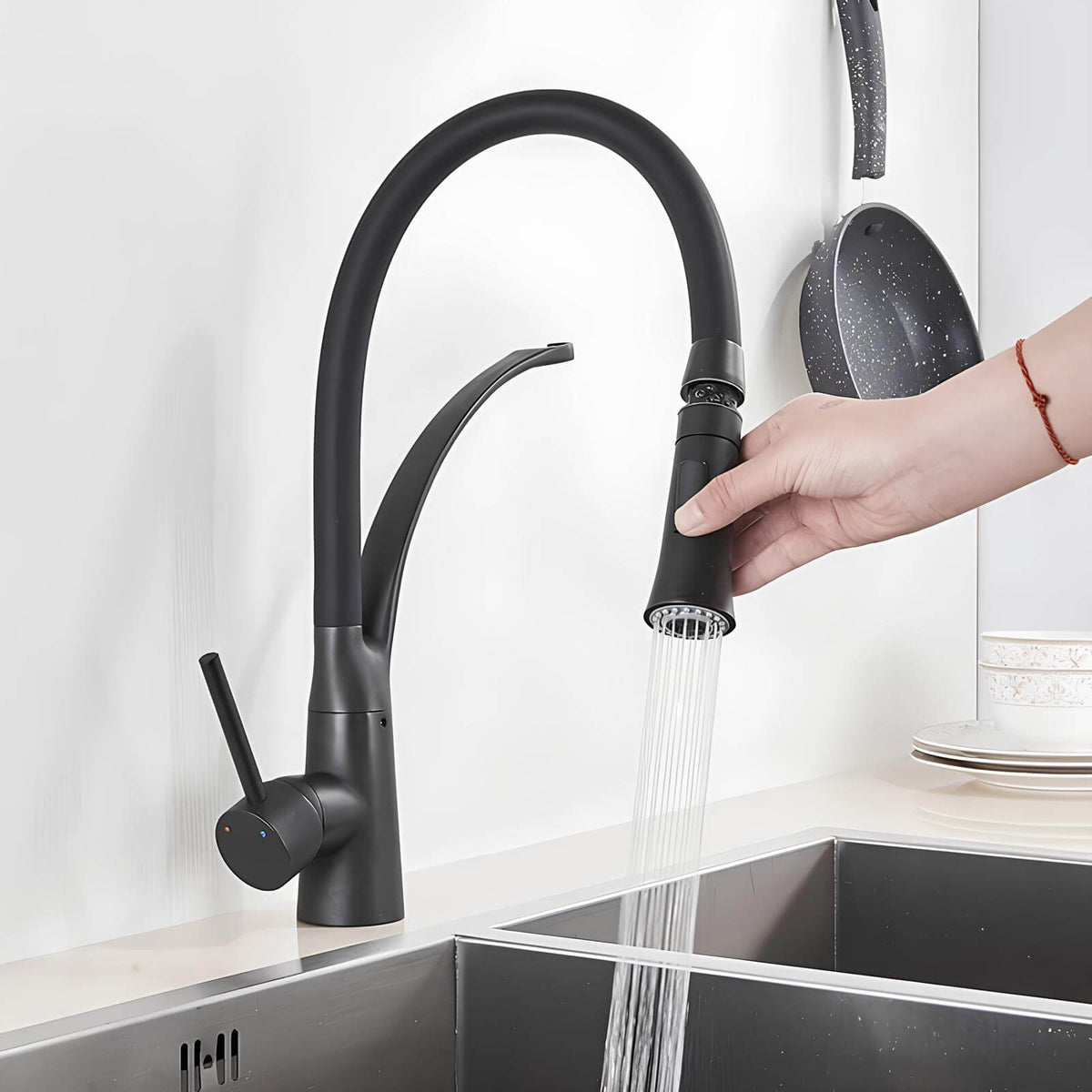 Robinet cuisine laiton mitigeur douchette extractible bec orientable