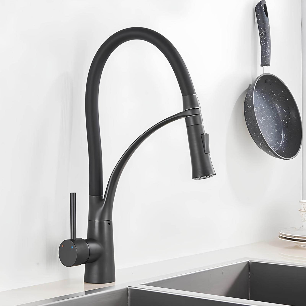 Robinet cuisine laiton mitigeur douchette extractible bec orientable