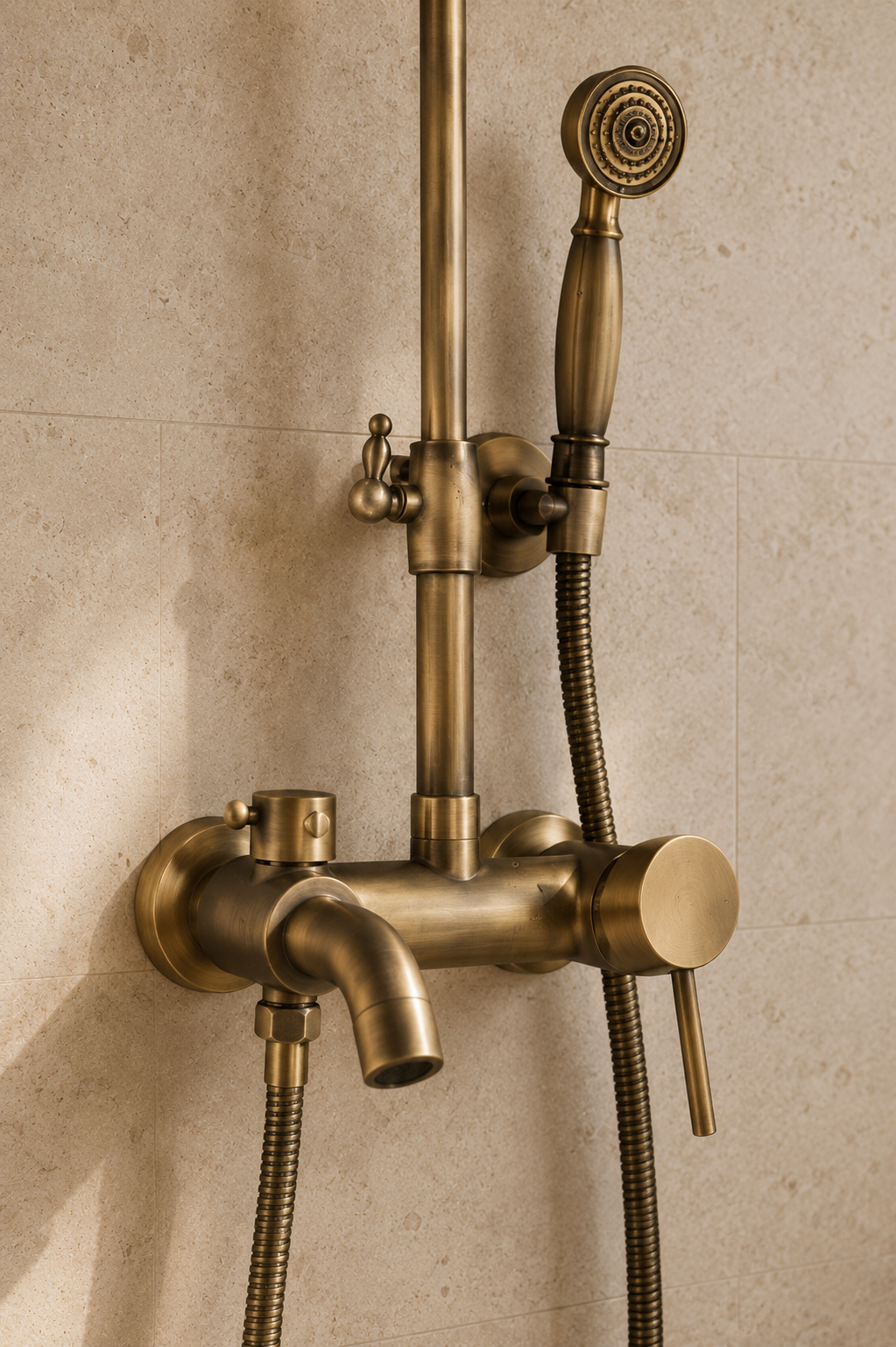 Colonne de douche-baignoire rétro en laiton à mitigeur