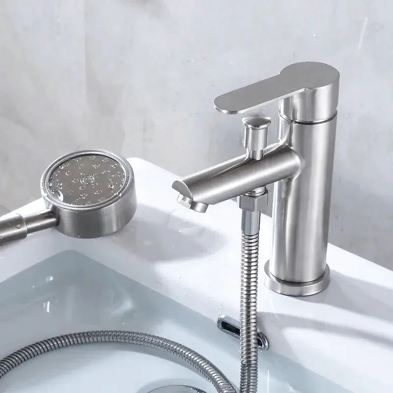Robinet baignoire monotrou chrome avec sortie flexible