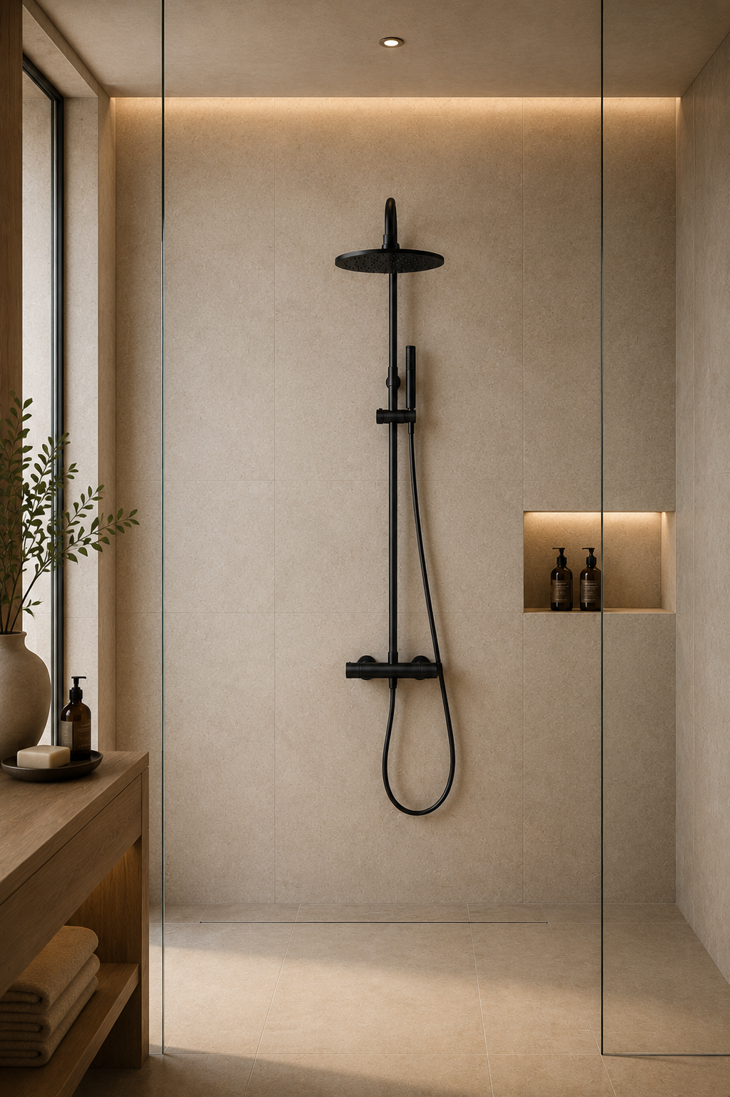 Colonne de douche thermostatique noire Solis