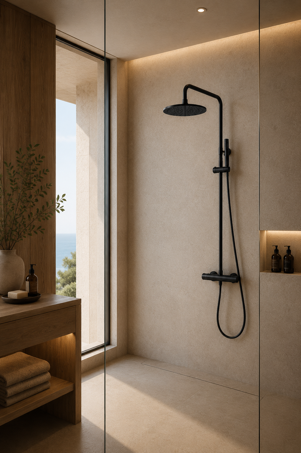 Colonne de douche thermostatique noire Solis
