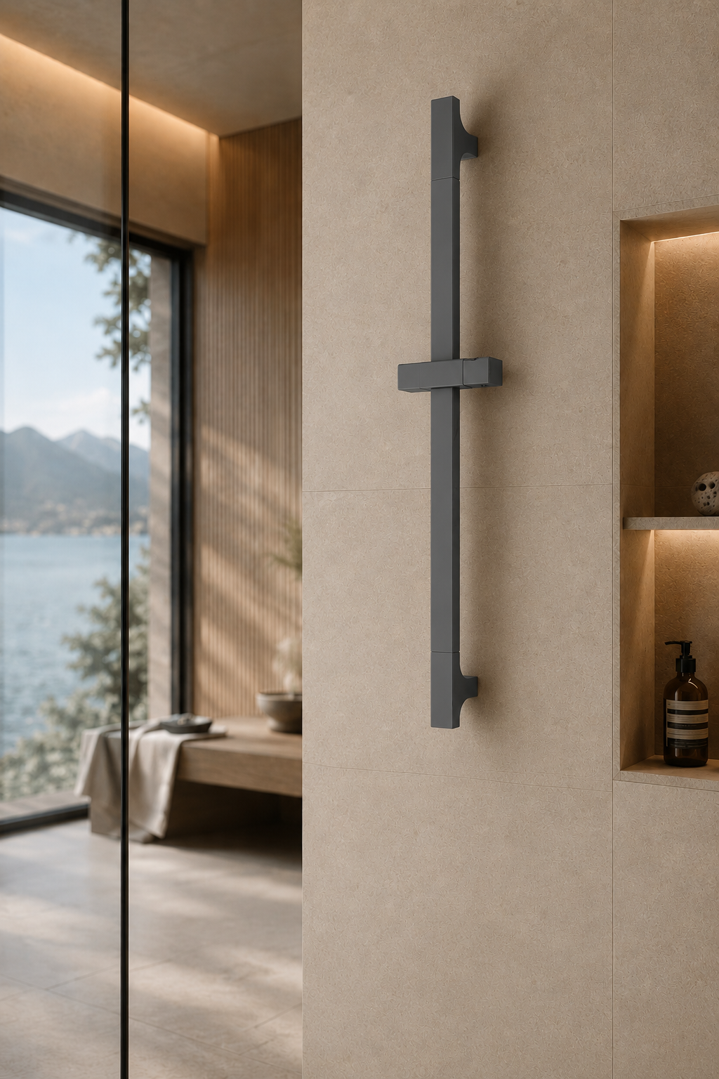 Barre de douche coulissante réglable grise