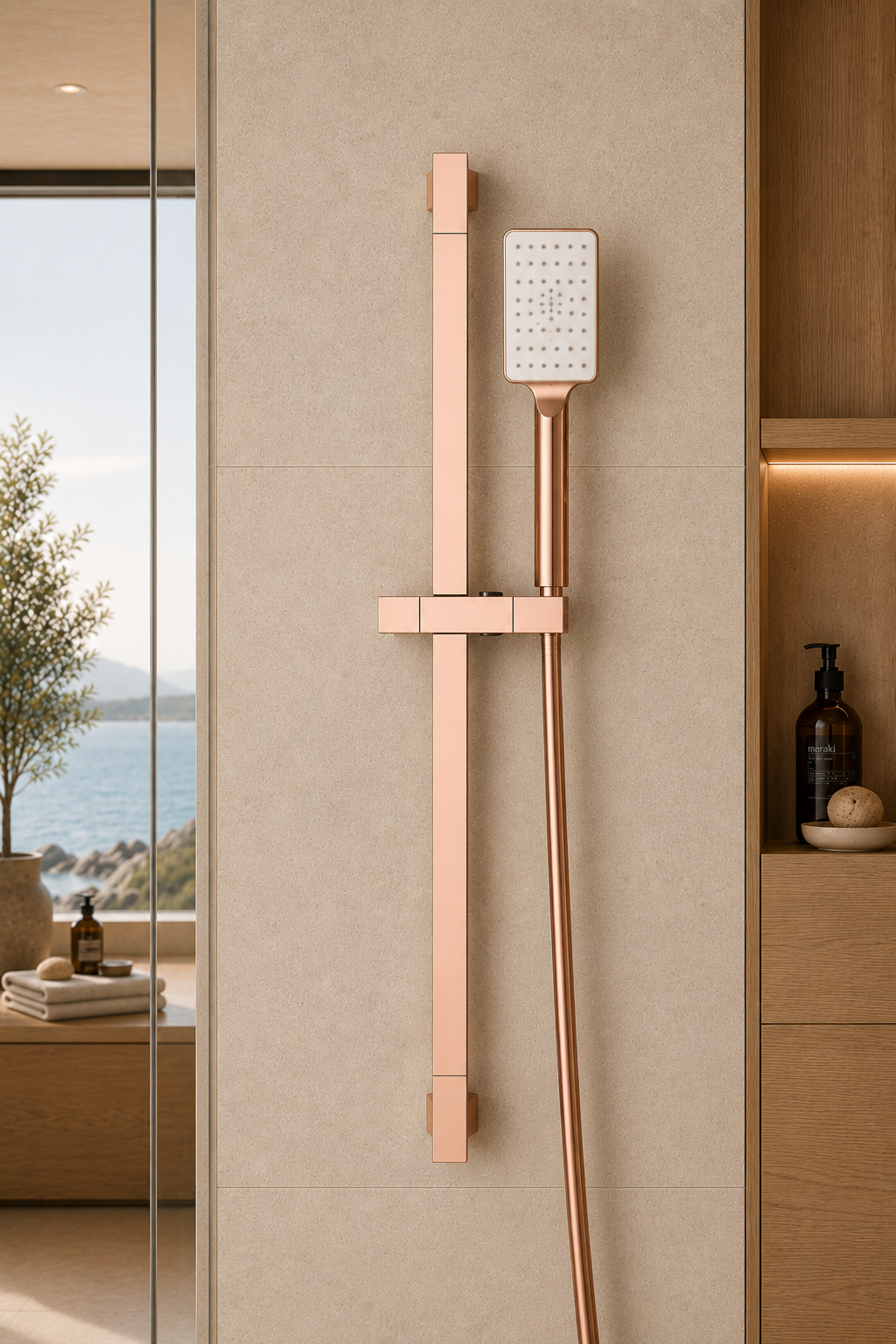 Colonne de douche réglable or rosé