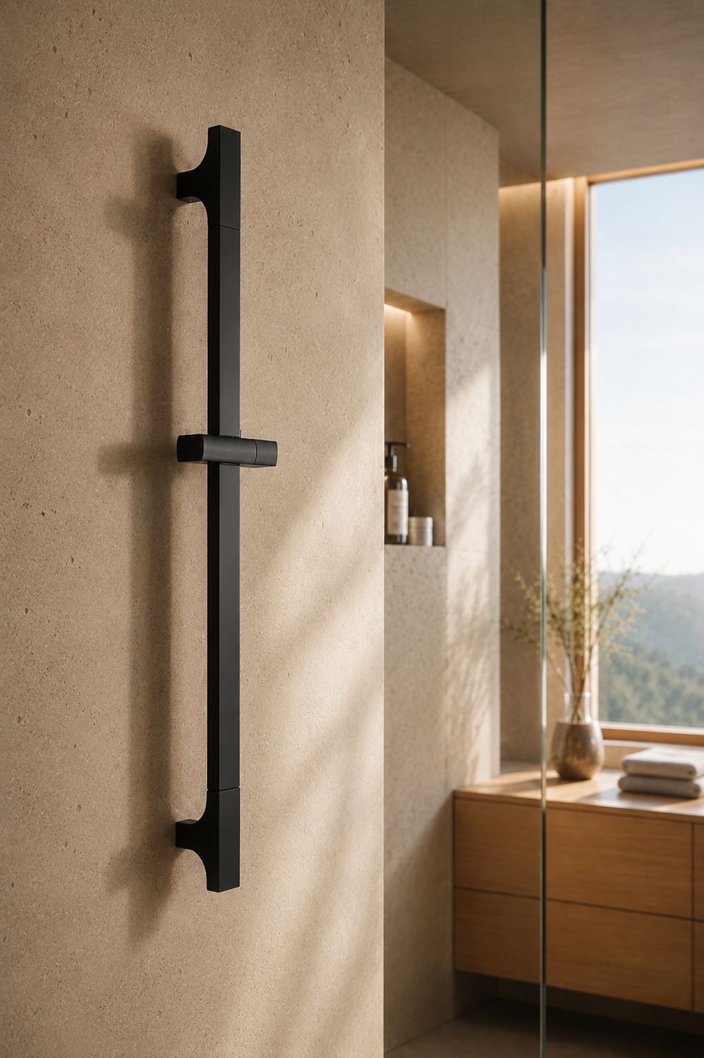 Barre de douche coulissante réglable noire