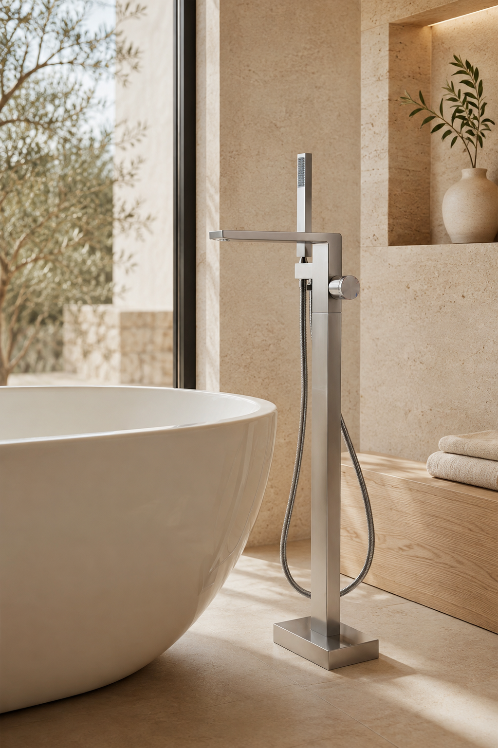 Robinet de baignoire sur pied chromé