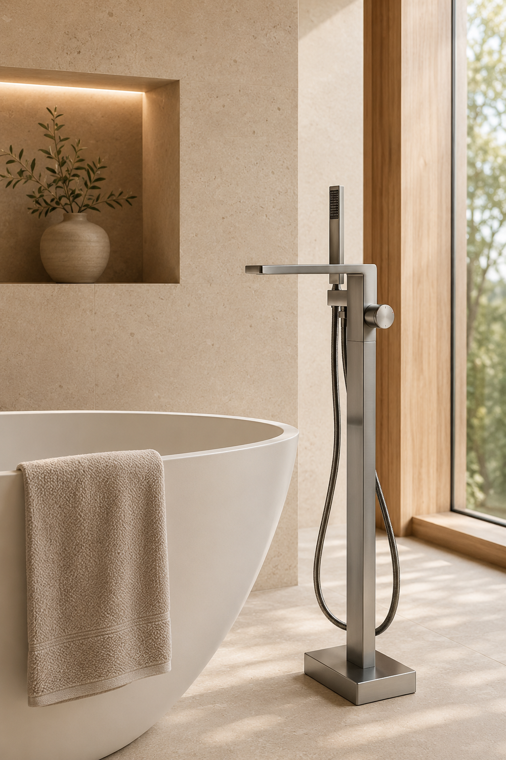 Robinet de baignoire sur pied chromé
