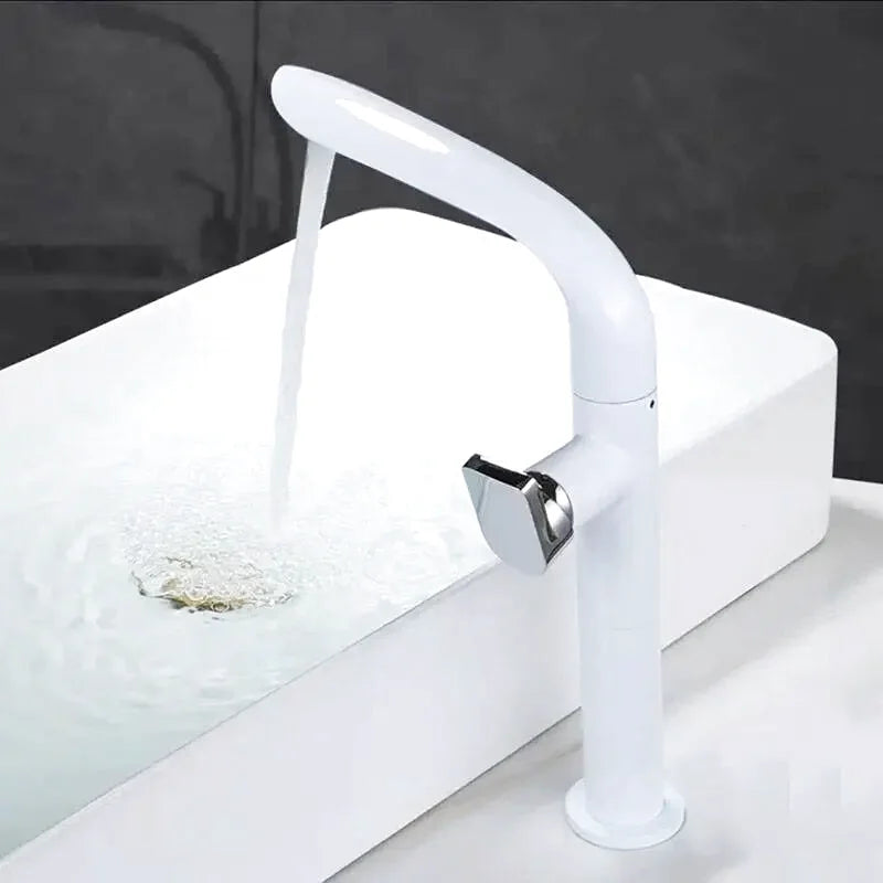 Robinet salle de bain or brillant col courbé