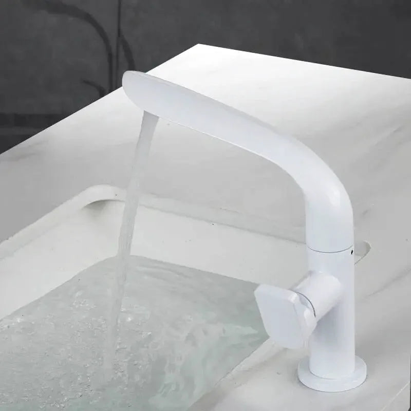 Robinet salle de bain or brillant col courbé