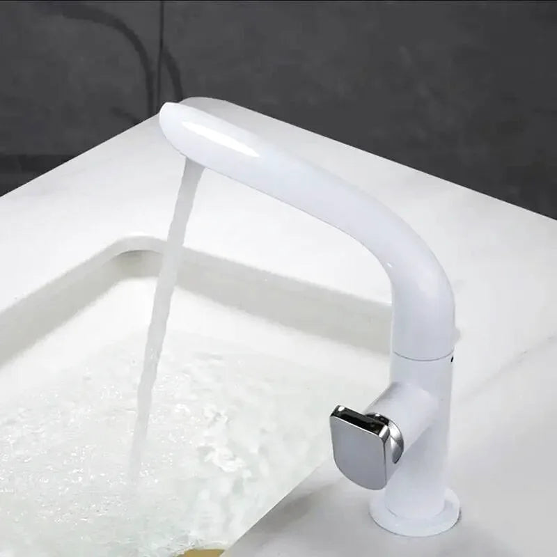 Robinet salle de bain or brillant col courbé