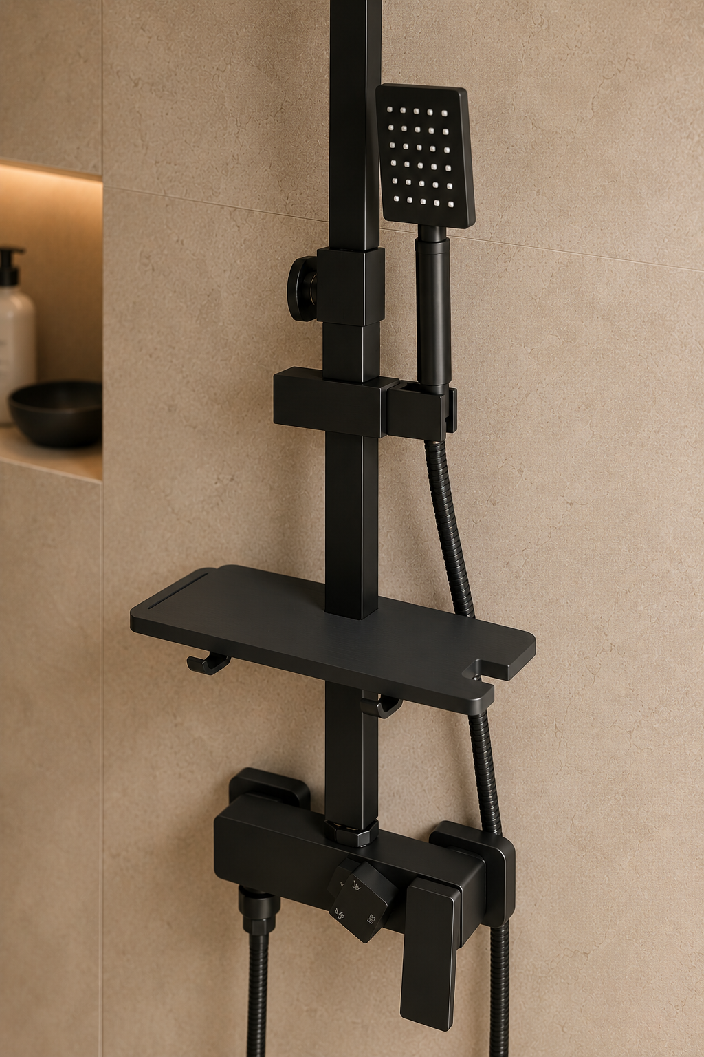 Colonne de douche avec mitigeur noir mat 30 cm