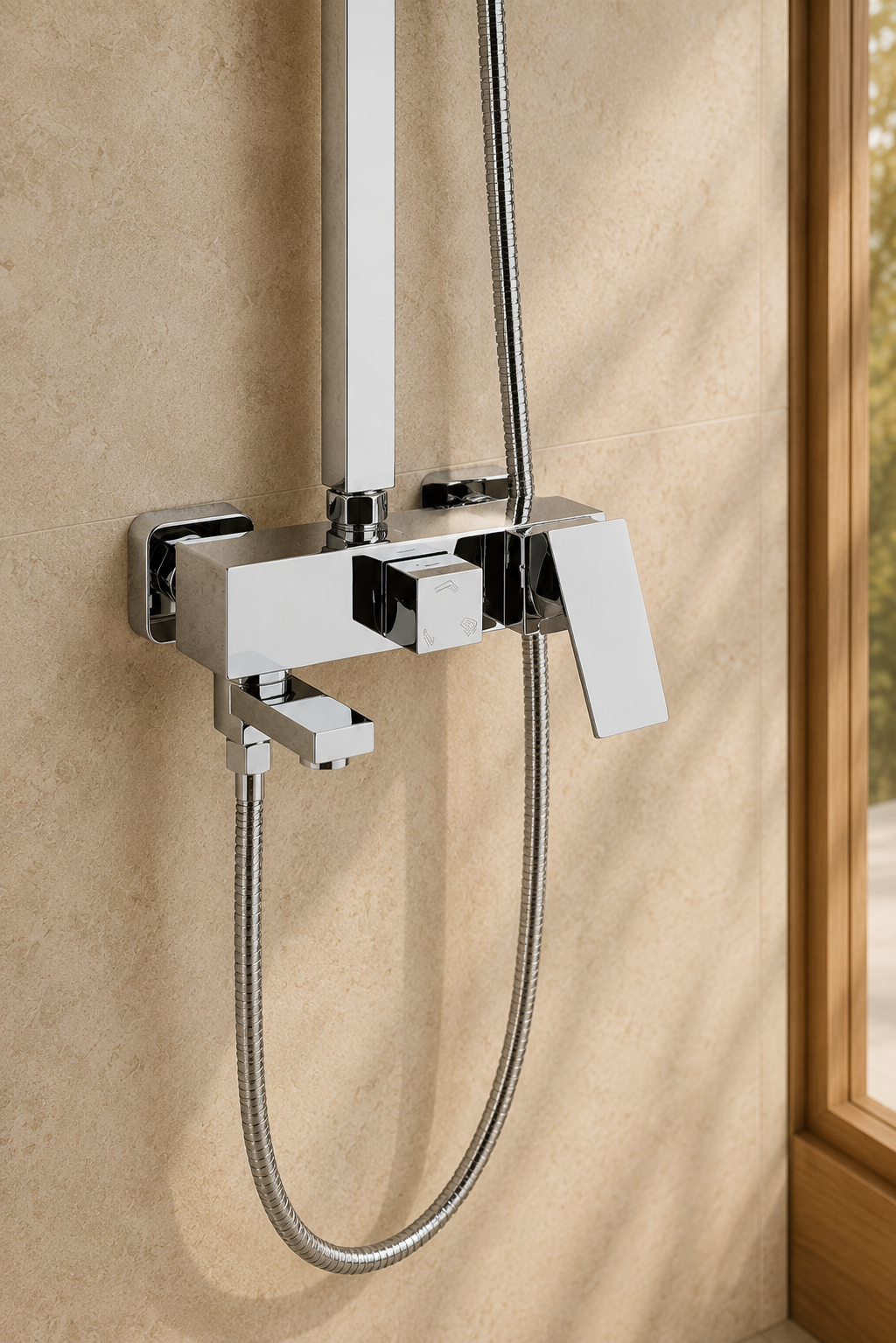 Colonne de douche avec mitigeur chrome 20 cm