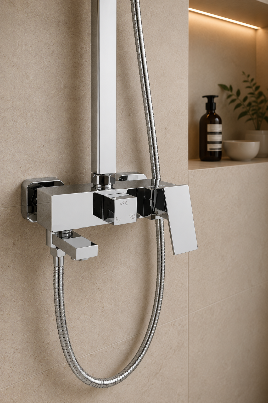 Colonne de douche avec mitigeur chrome 30 cm