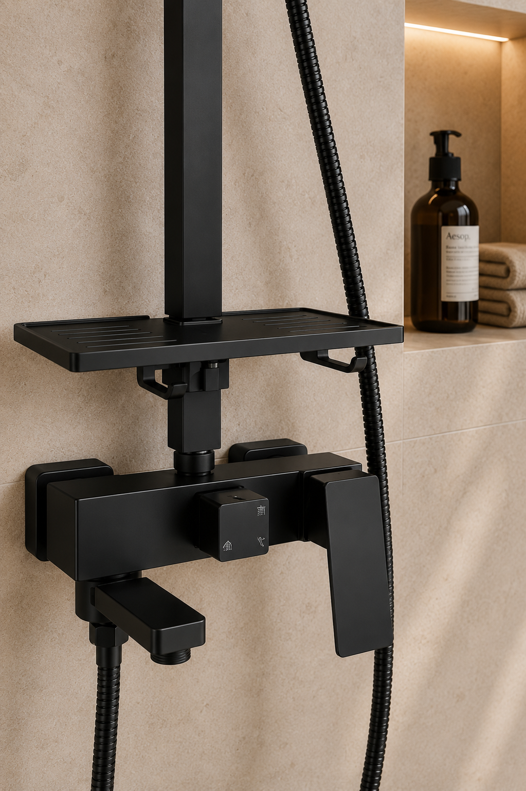 Colonne de douche avec mitigeur noir mat