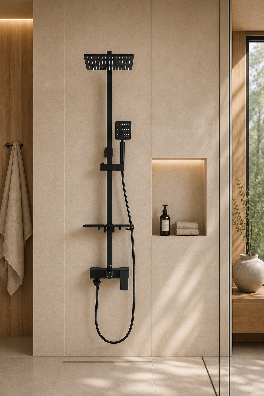 Colonne de douche avec mitigeur noir mat