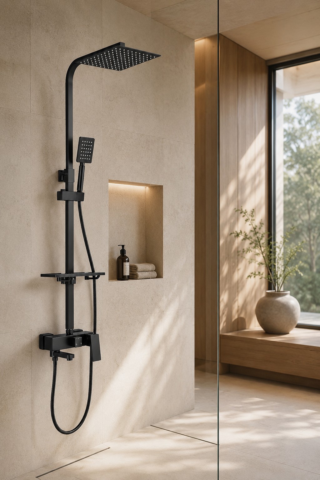 Colonne de douche avec mitigeur noir mat