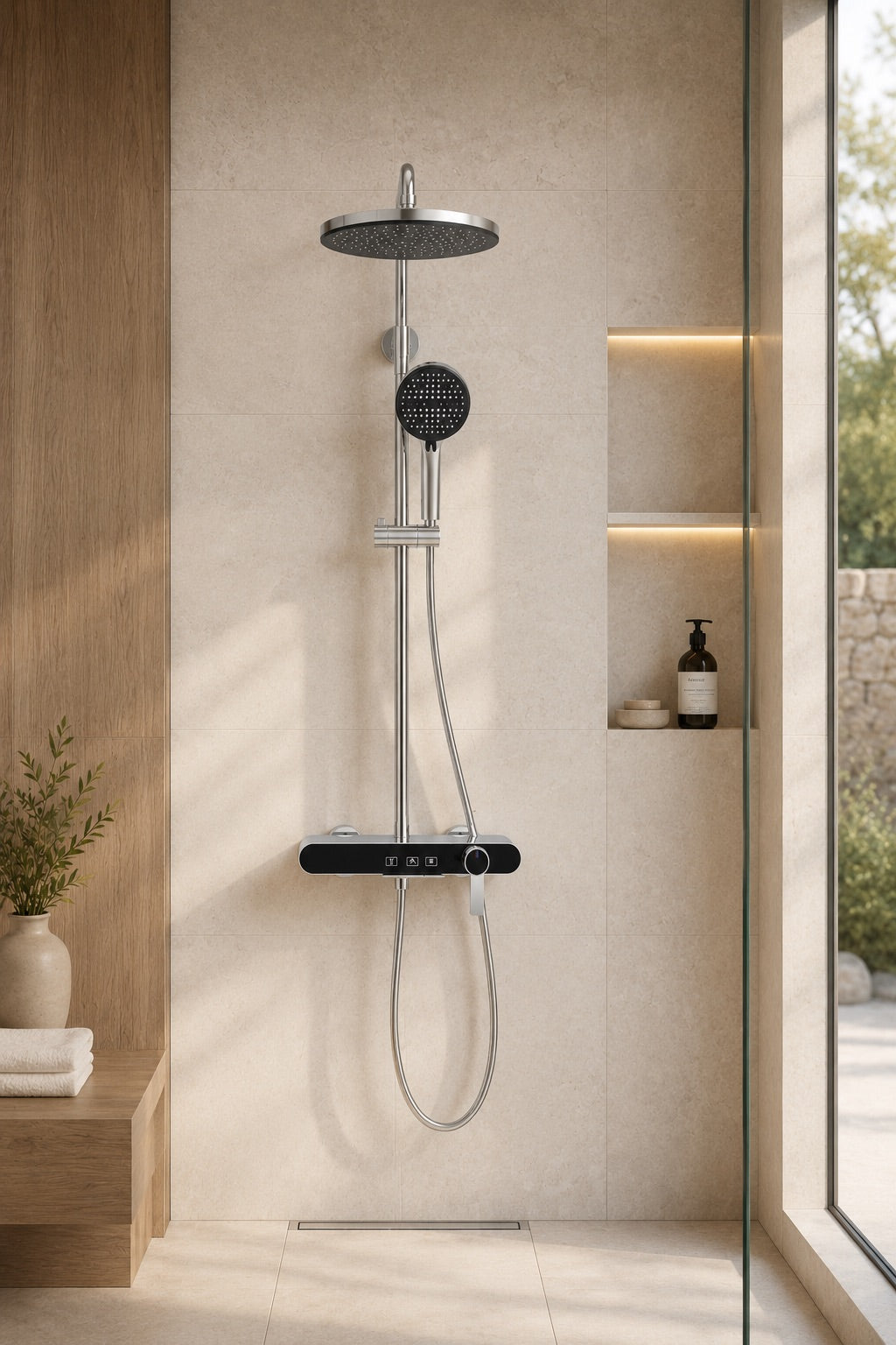 Colonne de douche à mitigeur chromée