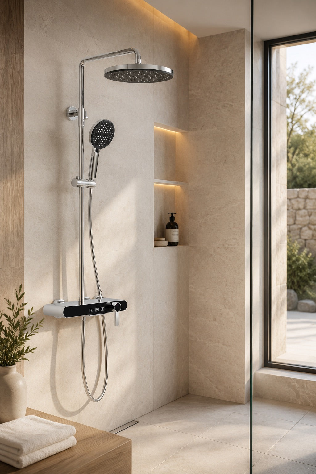 Colonne de douche à mitigeur chromée