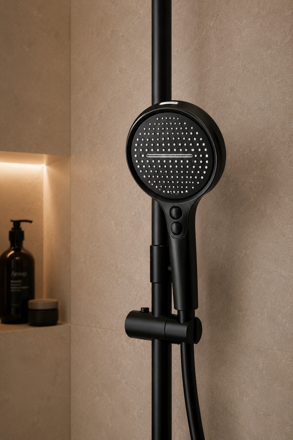 Colonne de douche à tablette noire