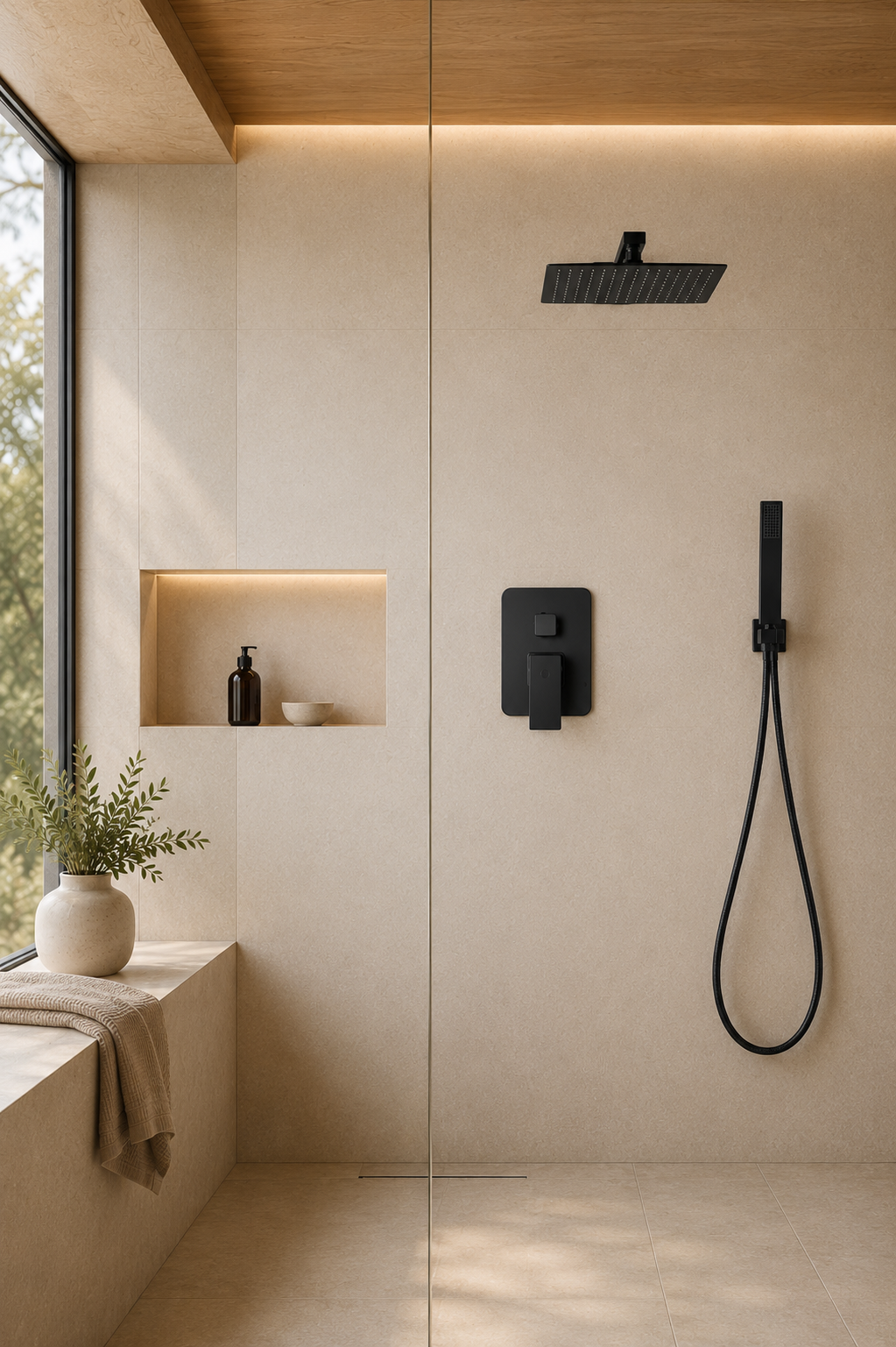 Colonne de douche encastrable noire