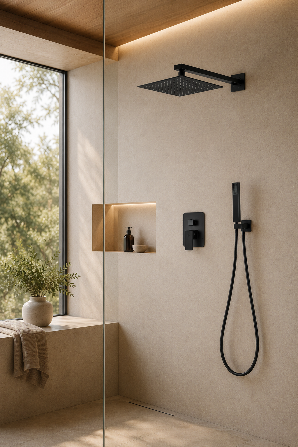 Colonne de douche encastrable noire