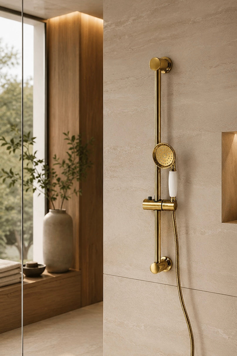 Colonne de douche dorée rétro
