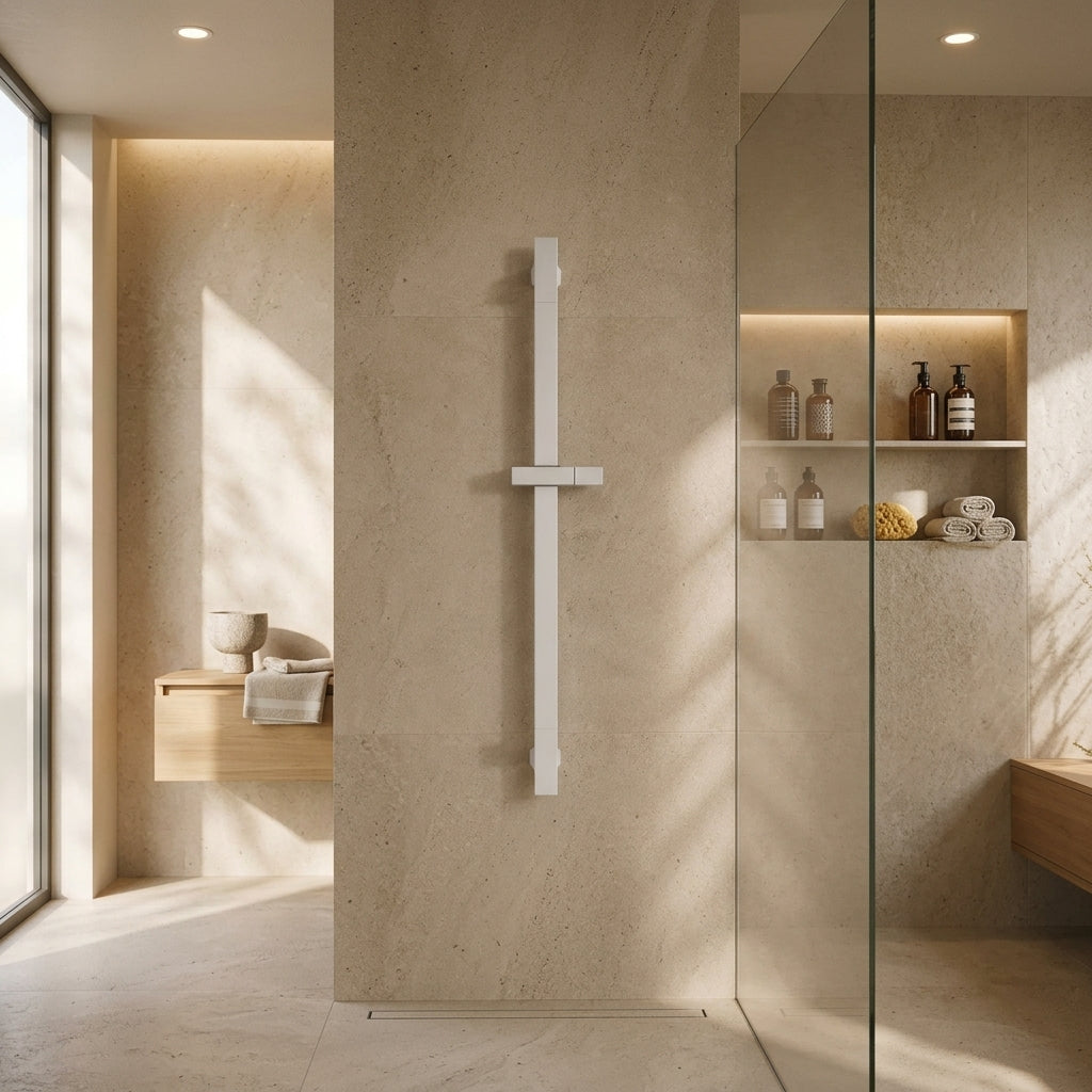 Barre de douche coulissante réglable blanche
