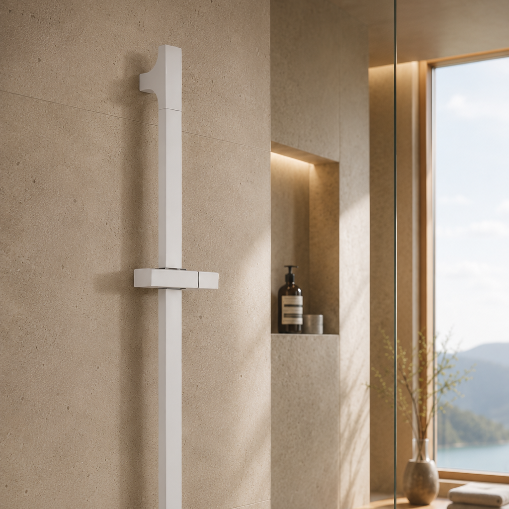 Barre de douche coulissante réglable blanche – vue 4