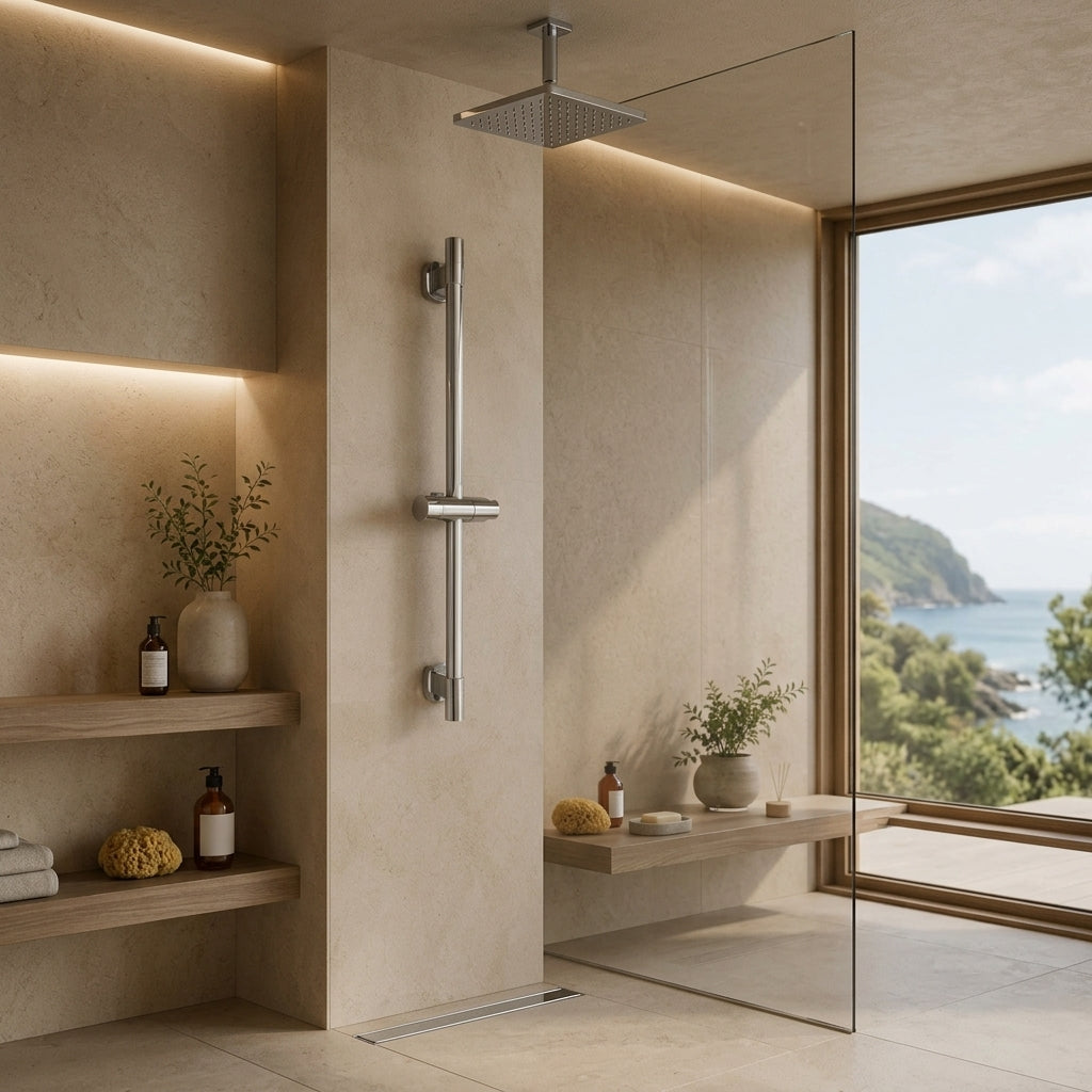 Barre de douche coulissante réglable chrome – vue 3