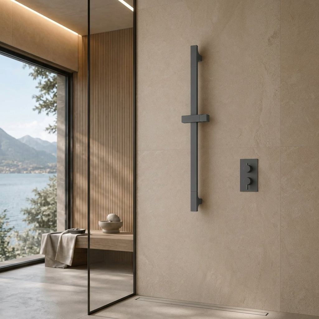 Barre de douche coulissante réglable grise
