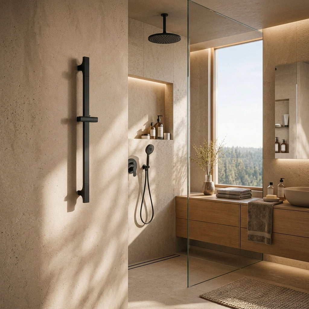 Barre de douche coulissante réglable noire
