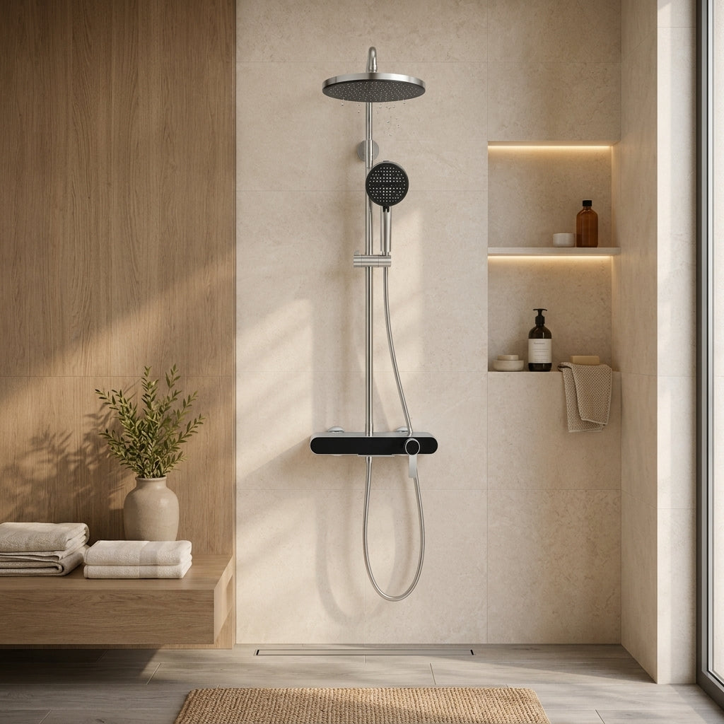 Colonne de douche à mitigeur chromée