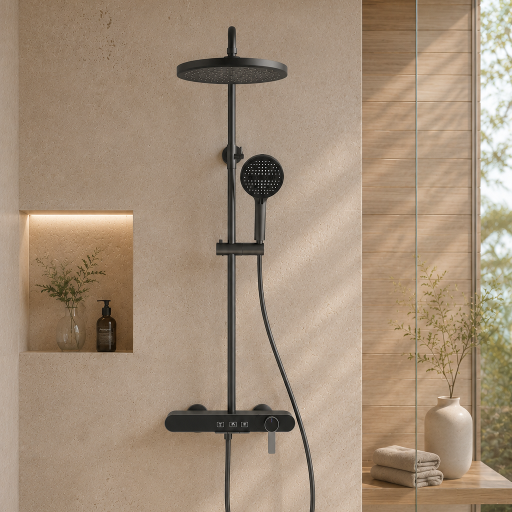 Colonne de douche à mitigeur grise – vue 3