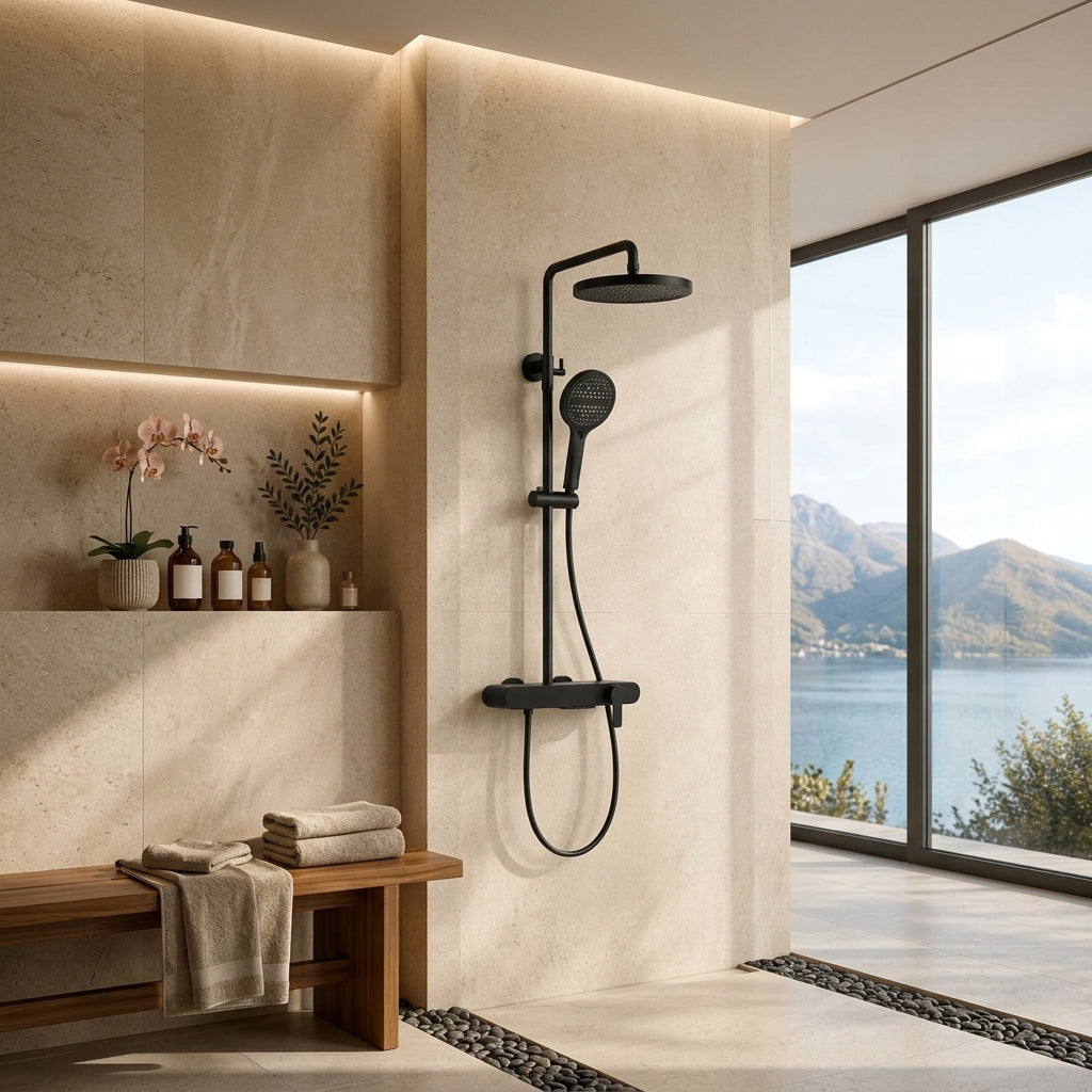Colonne de douche à mitigeur noire