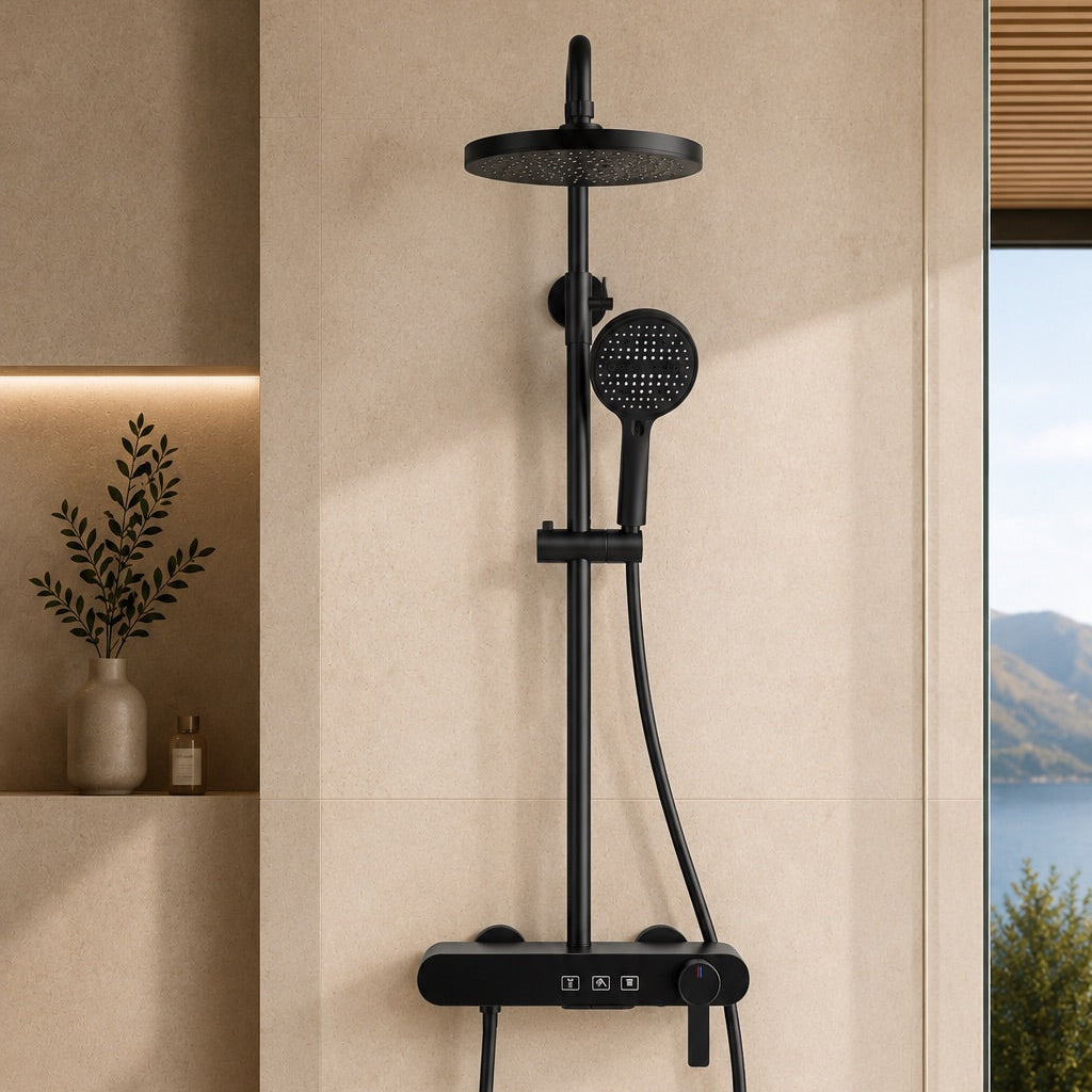 Colonne de douche à mitigeur noire – vue 3