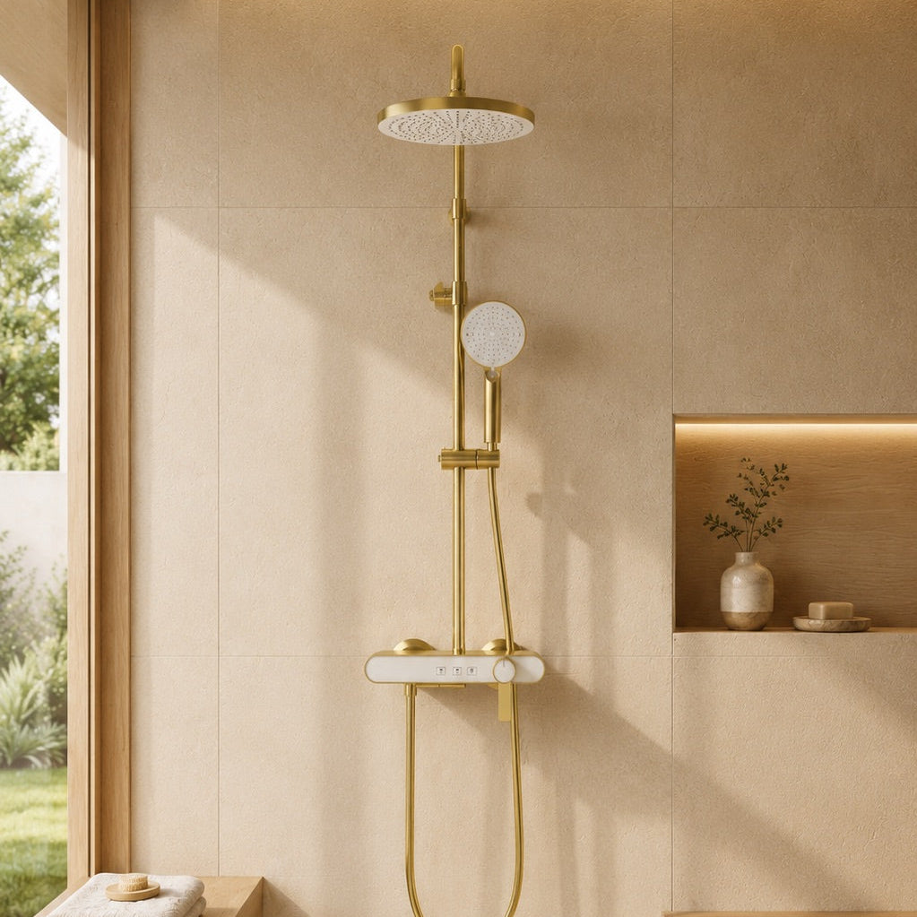 Colonne de douche à mitigeur or brossé – vue 4