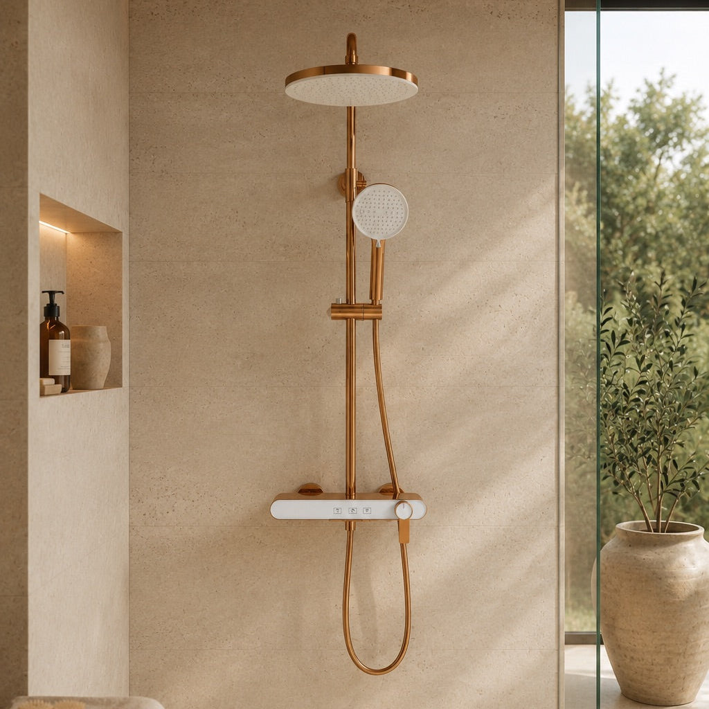 Colonne de douche à mitigeur or rose – vue 4